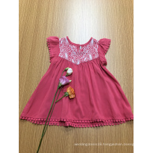 casual solid color crochet lace girls viscose dress